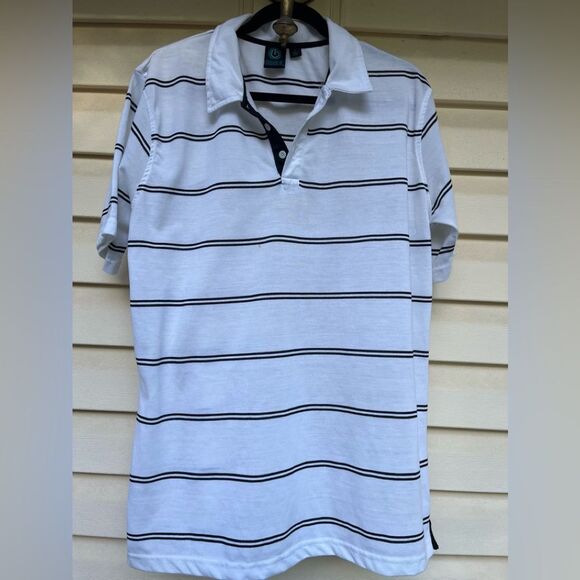 Burnside white/black, horizontal, stripes, short, sleeved, shirt, side, slits, L - Picture 1 of 8